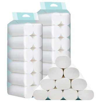 

Toilet Paper Household 24 Rolls of Wood Roll Paper 5 Layers of Real Toilet Paper Toilet Paper Coreless Roll Paper