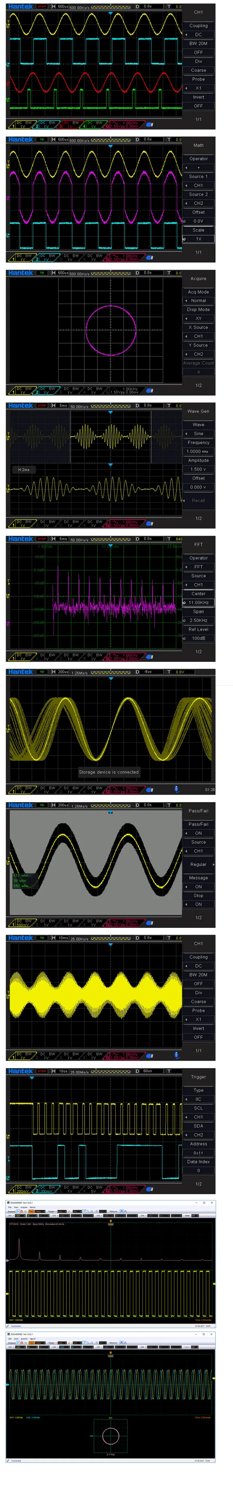 Hantek DSO4204C Digital Oscilloscope 200MHz 4Channels Portable USB Osciloscopio Automotive+EXT+DVM+Auto range function