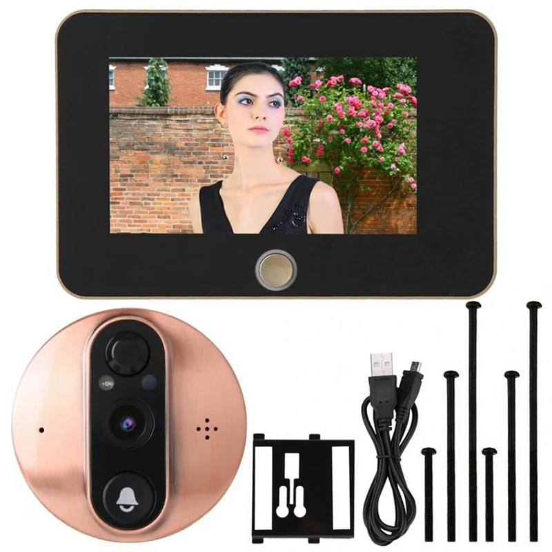  4.3 Inch Monitor Video Peephole WiFi Doorbell Camera PIR Motion Detection Wireless Intercom APP Con