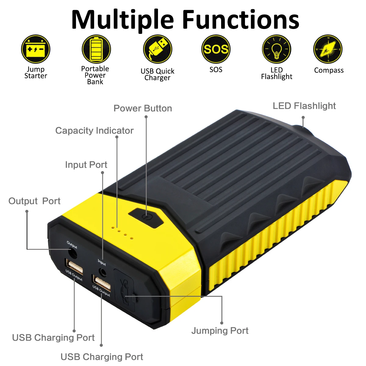 Автомобильное пусковое устройство Powerbank с быстрой зарядкой портативный с быстрой зарядкой до 6 л газовый двигатель или 3 л дизельный двигатель