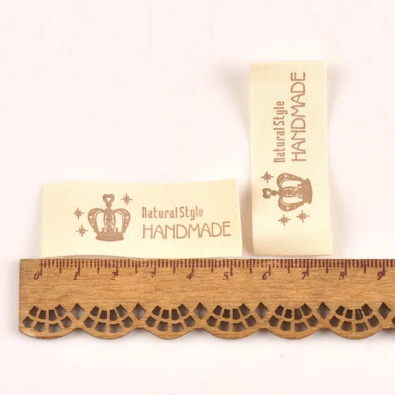 Смешанные 50 шт ручной работы напечатанные бежевые хлопковые тканые этикетки для