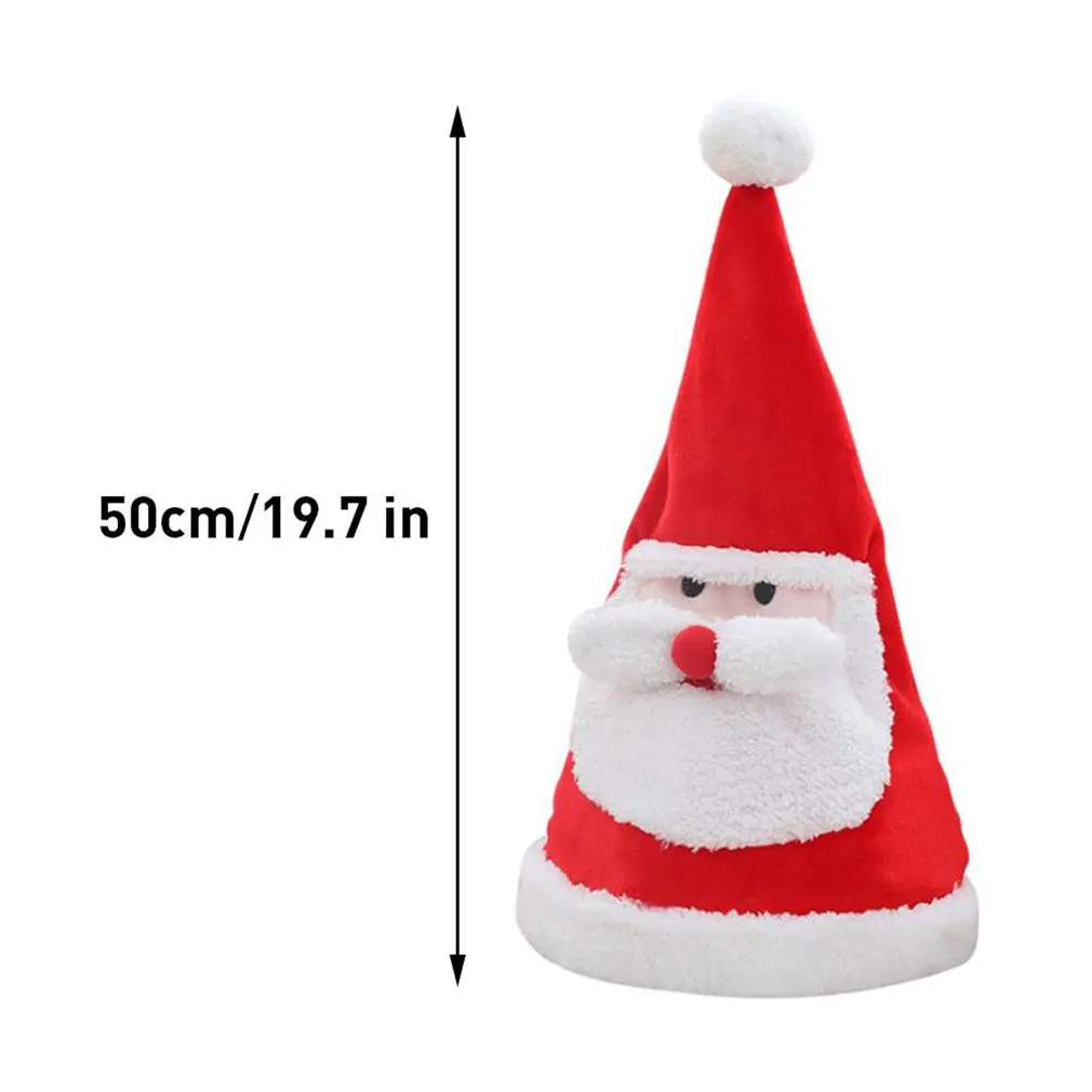 Electric Singing Dancing Plush Santa Hat Christmas Hat Plush Toy with Colored Lights Swing Size Adjustable Christmas Hat - Цвет: Красный