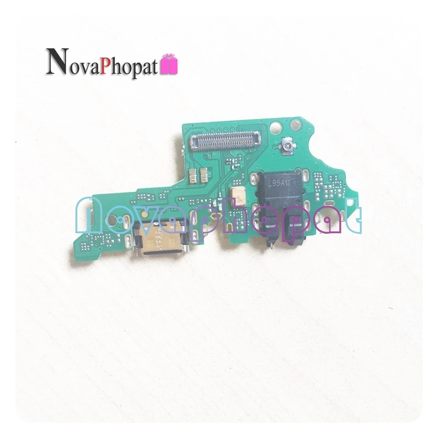Novaphopat For Huawei P Smart Z Charger Port USB Plug Charging Connect Flex Cable Microphone Headphone Jack Board 10pcs lot