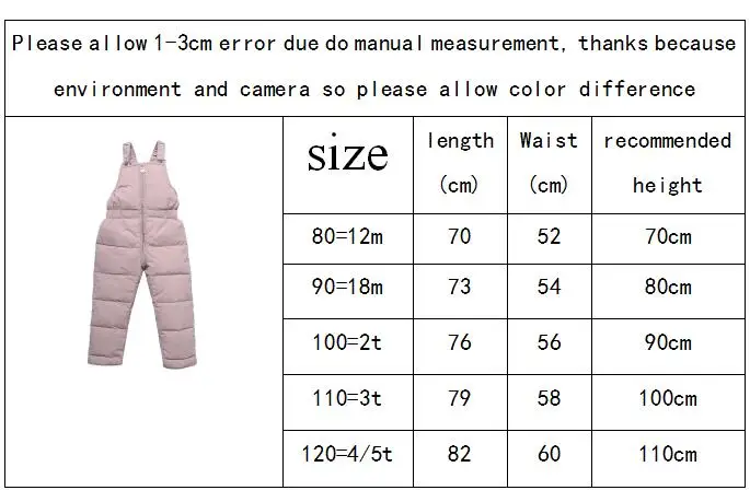 Toddler Girls pants Winter Children Down Cotton Clothing Boys Pants Leggings Kids Warm Trousers Girls Windproof Snow Pants