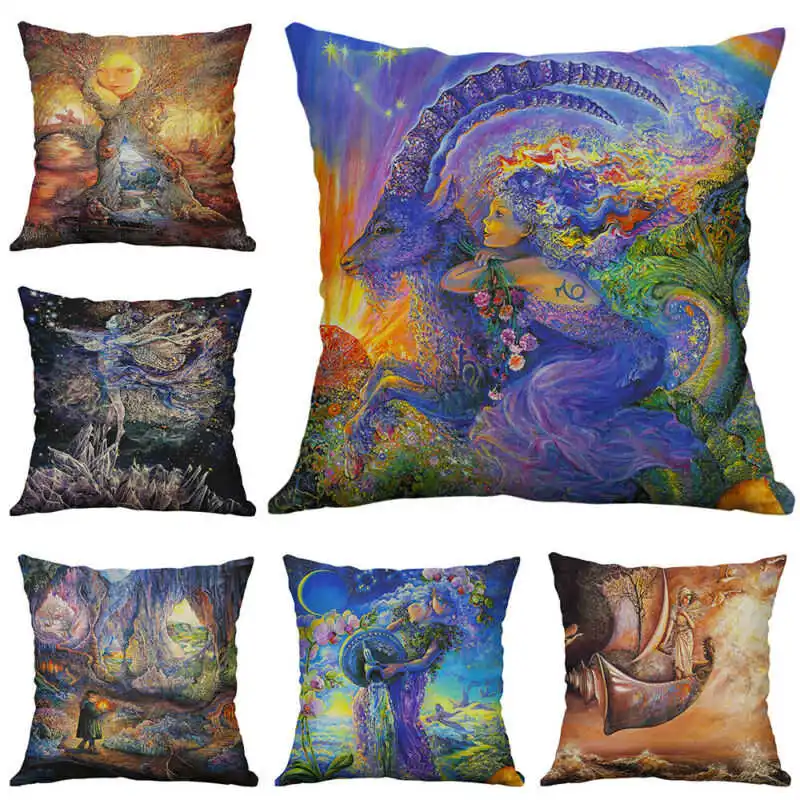 

Case 18'' Linen Vintage Home Cushion Cotton Decor Abstract Pillow Cover