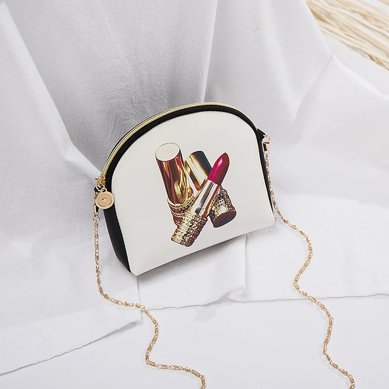 Lipstick Сумка женская Мини ПУ Старинные Небольшие Crossbody Сумки для Женщин Печатных Цепи Женщины Сумка Shell Сумка Мобильного Телефона Монета Сумка bolsa feminina женская сумка через плечо маленький кошелек - Цвет: Lipstick