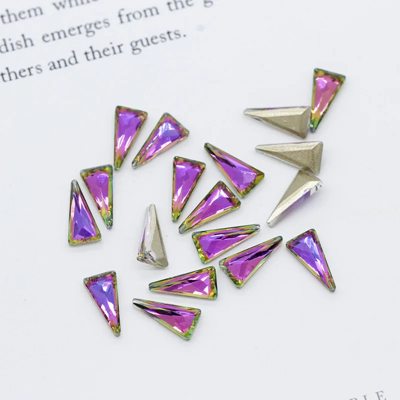 20p 4x8 мм 5x11 мм Цветные треугольные точечные задние ногти для невесты стеклянные каменные хрустальные стразы для самостоятельного маникюра 3D украшения для дизайна ногтей - Цвет: rose light