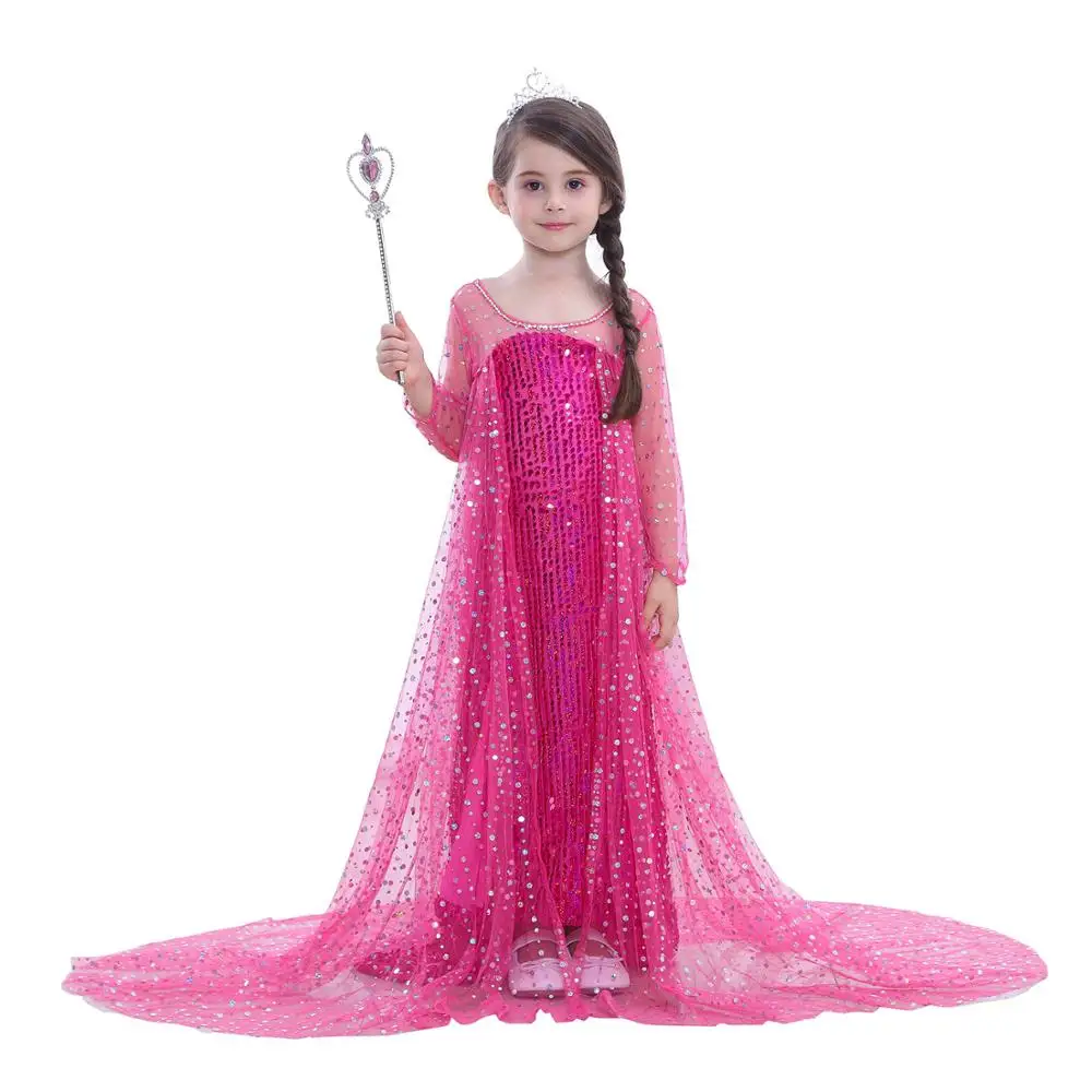 Детская одежда на Хэллоуин для детей от 3 до 10 лет летнее платье принцессы Эльзы с длинными рукавами для девочек, платье для костюмированной вечеринки, платье принцессы - Цвет: red dress only