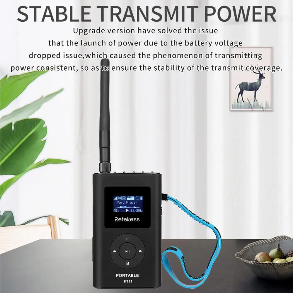 Retekess FT11 0.3W FM Wireless Transmitter MP3
