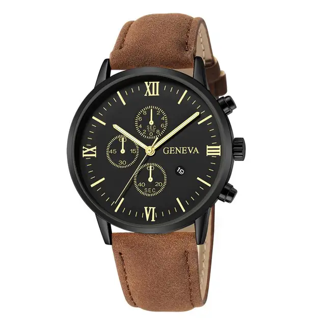 2021 Relogio Masculino Watches Men Fashion Sport Stainless Steel Case Leather Strap Watch Quartz Business Wristwatch Reloj Hombr N3