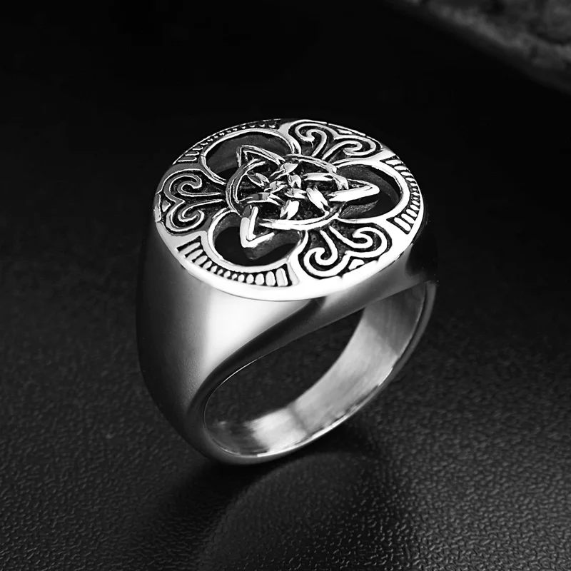 Valily, золотые цвета, ирландские кельтские узлы, кольцо из титана, нержавеющая сталь, Винтаж, панк, Ретро стиль, байкерское кольцо для мужчин и женщин