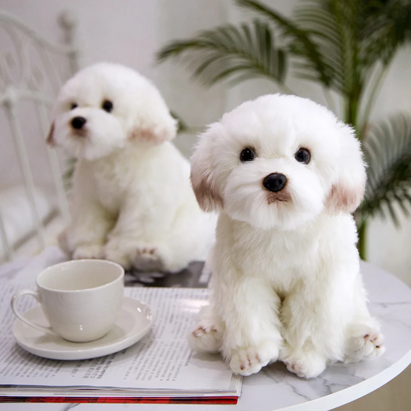 

High quality simulation Maltese dog simulation Tibetan mastiff simulation wolf plush toy soft fur cartoon animal doll home decor