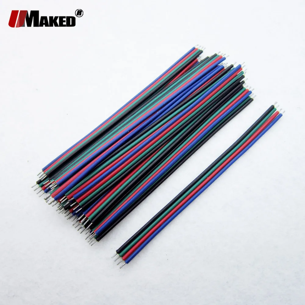 Светодиодные ленты 22AWG 50 шт. длина 10 см 20 30 4 контакта луженая медь RGB RGBW провод для светодиодной 5050 2835|wire fish|wire