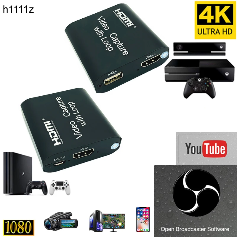 캡처 카드 1080P 4K HDMI 비디오 캡처 장치 USB 2.0 HDMI 캡처 ..
