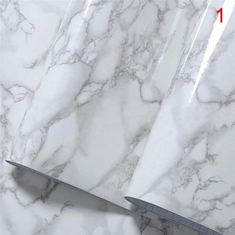 JX-LCLYL Self Adhesive Marble Effect Contact Paper Film Wall Covering Peel-Stick Decor