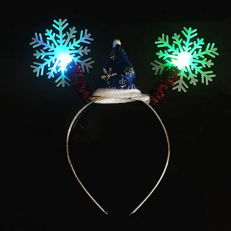 Fashion Light up Santa Claus Headband Snowflake Decorated Head Hoop Girls Hair Accessories Christmas Party Supplies - Цвет: 2