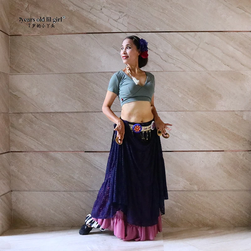 Ats Tribal Belly Dance Top Lycra Choli disfraz de manga corta para