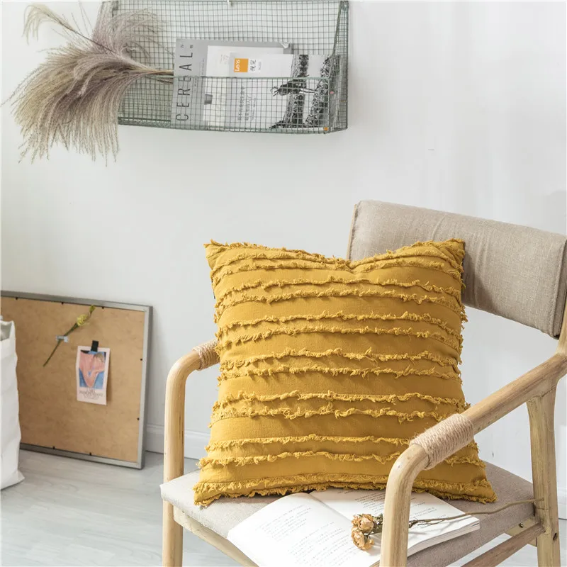 White-Cushion-Cover-Floral-Tassels-Square-Pillow-case-Yellow-Ivory-Grey-Cotton-Pillow-Cover-45x45cm-Home(3)