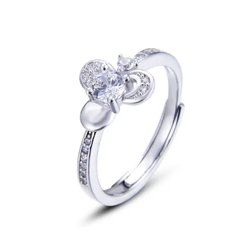 

Wholesale Rings Flower Jewelry for Women Fashion Zircon Quality Engagement Ring Female Finger Accessory Adjustable Ring with Box