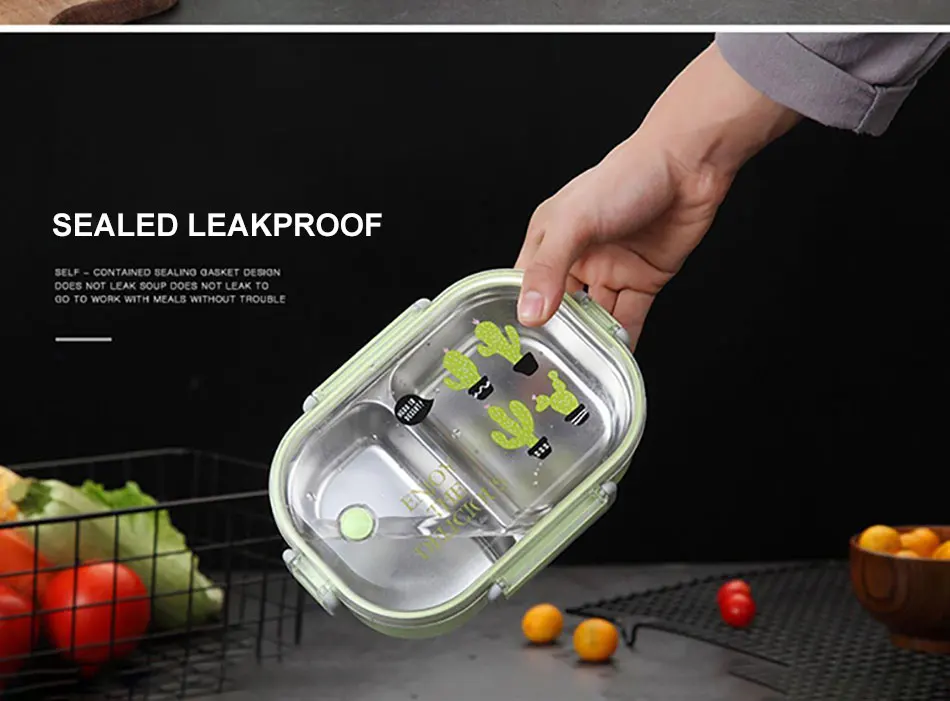 Ланч-бокс из нержавеющей стали с отсеком Ланч-бокс Bento коробки для детей, контейнер для еды, портативная японская посуда