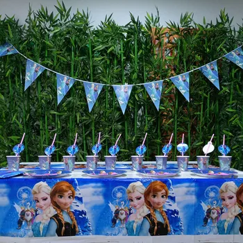 

82pcs Freezing Anna Tablecloth Cups Plates Napkin Knife Fork Spoon Kids Birthday Party Supplies Decoration Favors