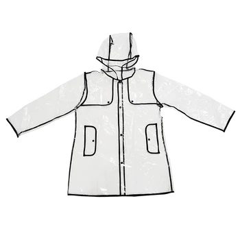 

FASHION WOMEN'S TRANSPARENT EVA RAINCOAT OUTDOOR TRAVEL WATERPROOF RAIN COAT black 100cm