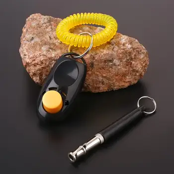 

Ultrasound Dog Training Whistle Kit With Rope&Clicker Black+Yellow 48cm