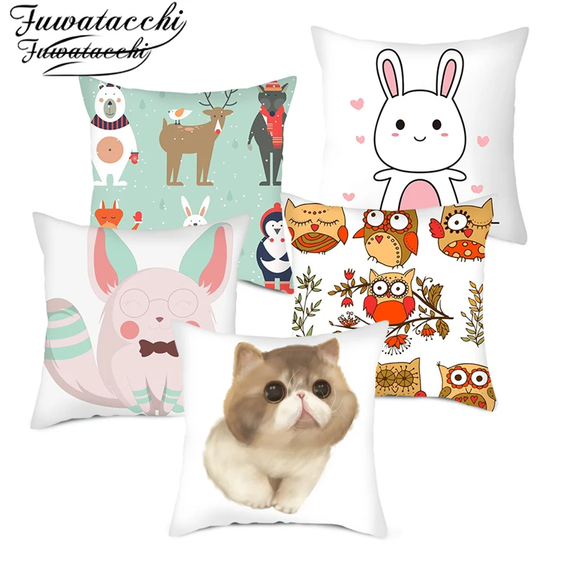 

Fuwatacchi Cartoon Pillow Covers for Cute Rabbit Cushion Covers Picture for Home Sofa Decorative Funda Cojin Throw Pillowcase