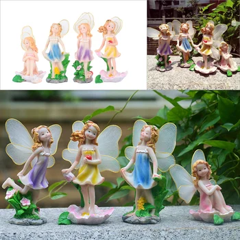 

4pcs Flower Fairy Ornaments Beautiful Prime Flower Fairy Figurines Resin Ornaments for Garden Table Home