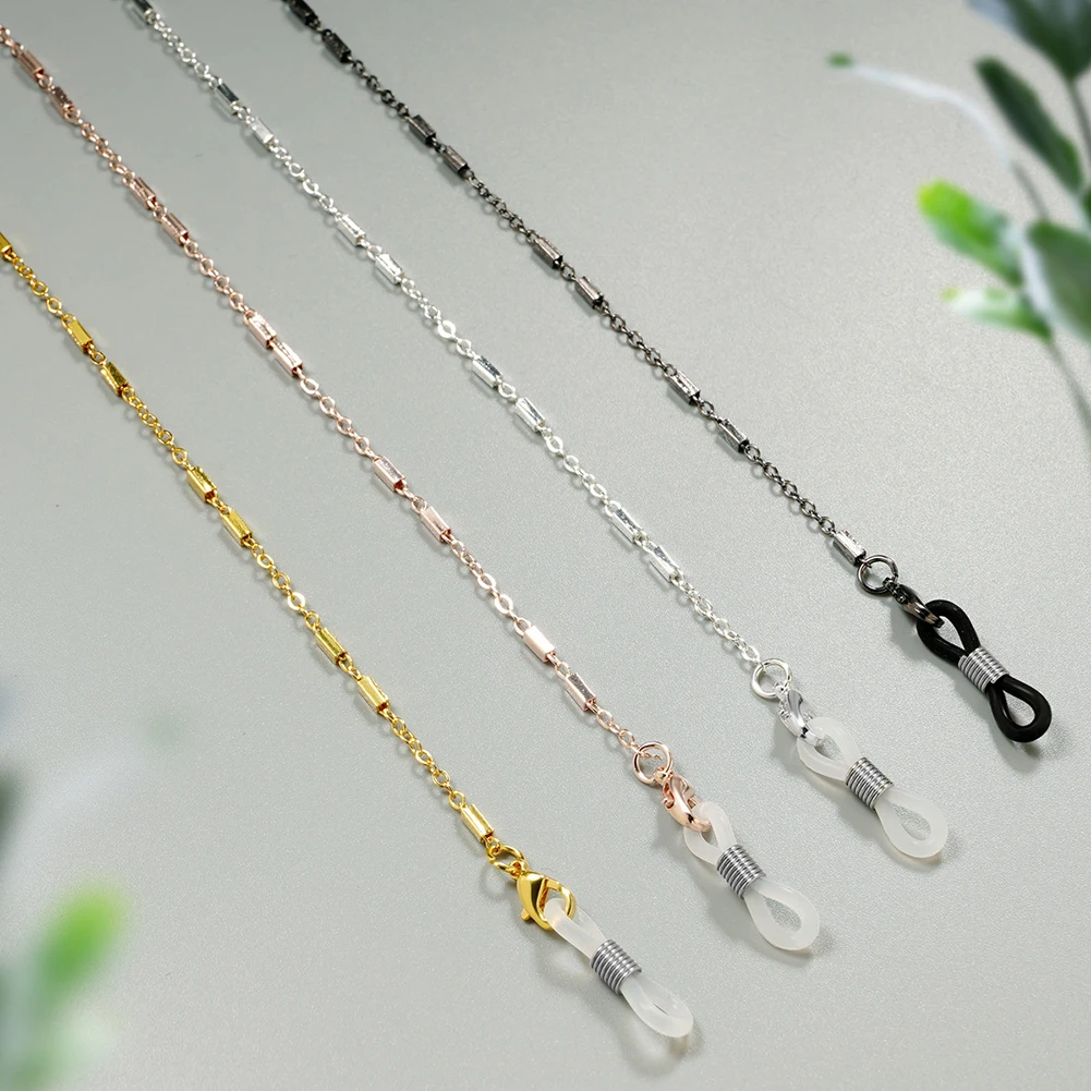 Simple 0 Word Clip Square Tube Glasses Chain Type Sunglasses Masked Gold Lanyard | Аксессуары для одежды