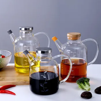 

Olive Oil Dispenser Measurements Vinegar Bottles Cooking Oil Can 600ML/800ML Glass Bottle Leak Proof Health Kitchen Supplies