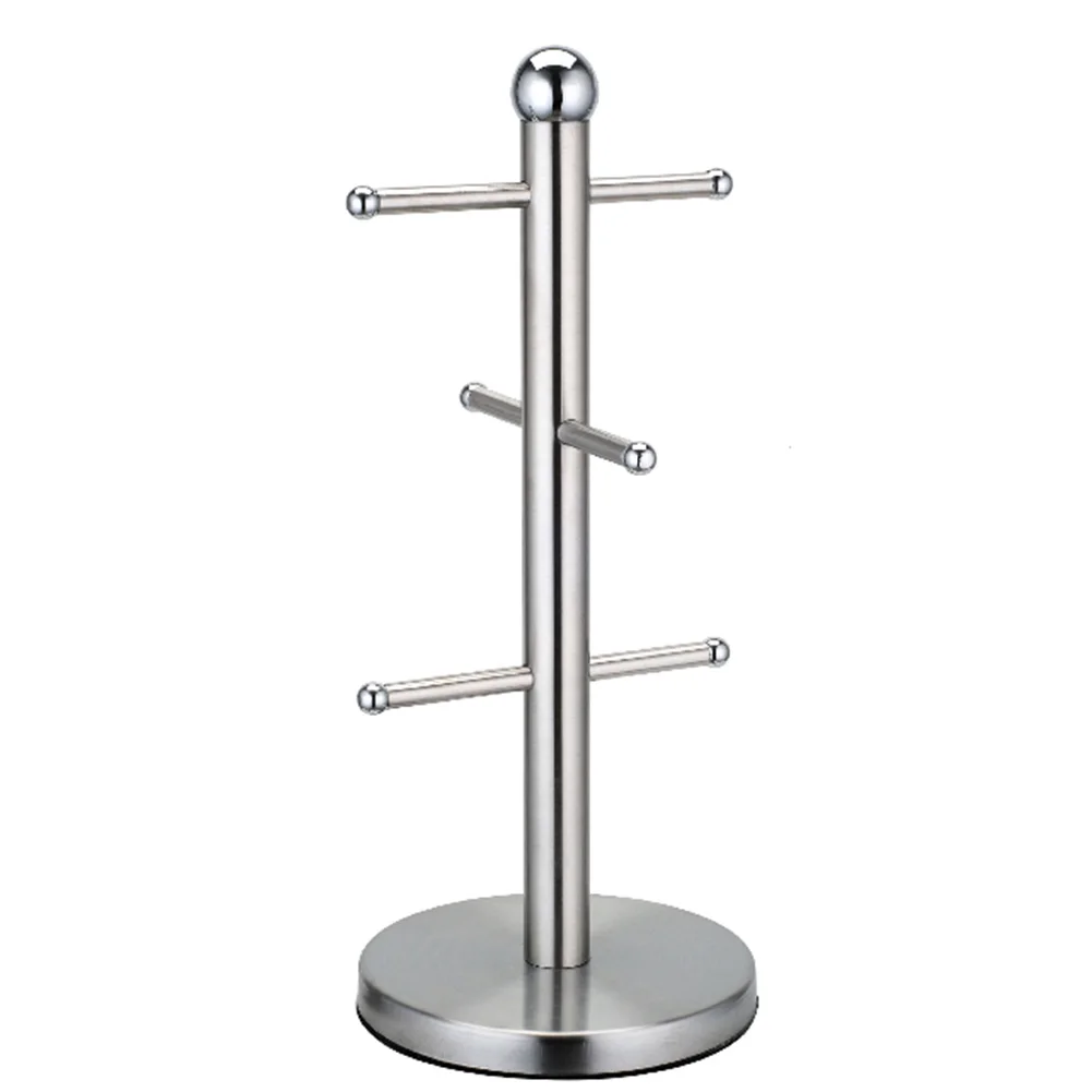 

Kitchen Saving Space Drinkware Bathroom Stainless Steel Hanging Mug Tree Shape Display Home Cup Holder Set Paper Towel Stand