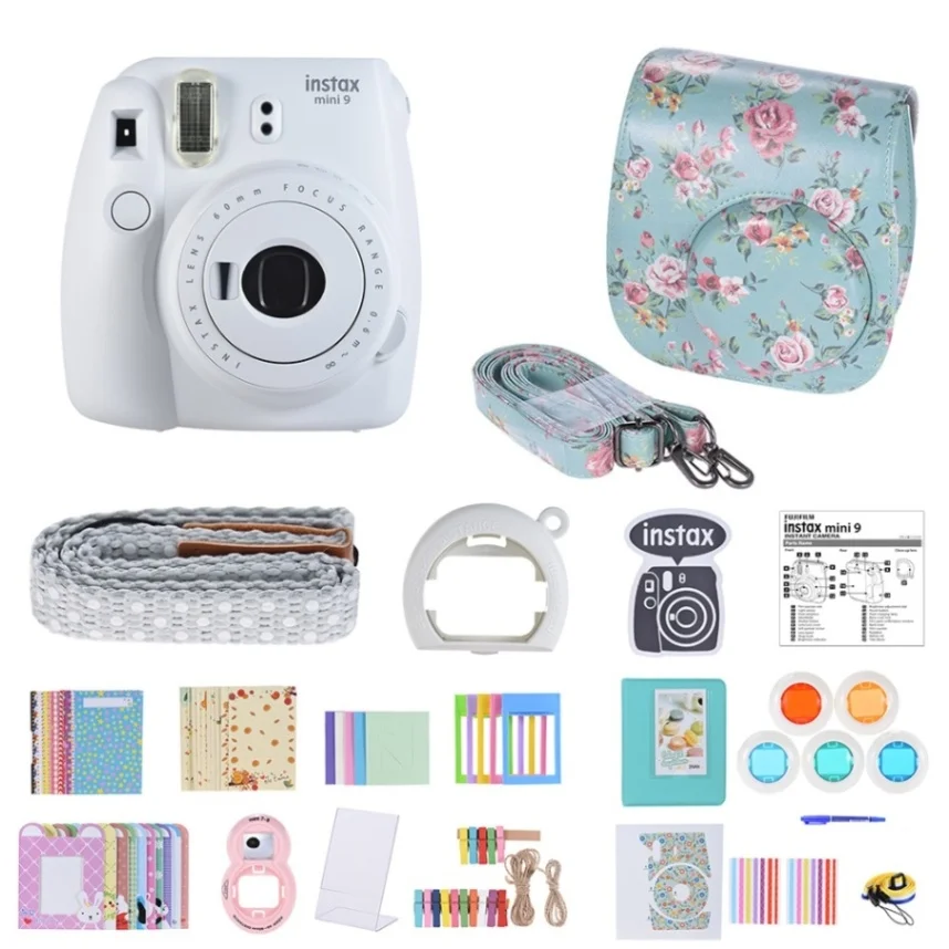 camera 14 in1 Kit 5 Fujifilm Instax Mini 9 мгновенная камера пленочная камера с зеркалом для селфи Ice Blue с 14 в 1 комплект аксессуаров чехол для камеры фильтр+ альбом - Цвет: camera 14 in1 Kit 5