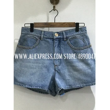

casual 2020 Women's Summer High Quality denim shorts slim summer jeans shorts fashion chic bottoms embroidery shorts pants
