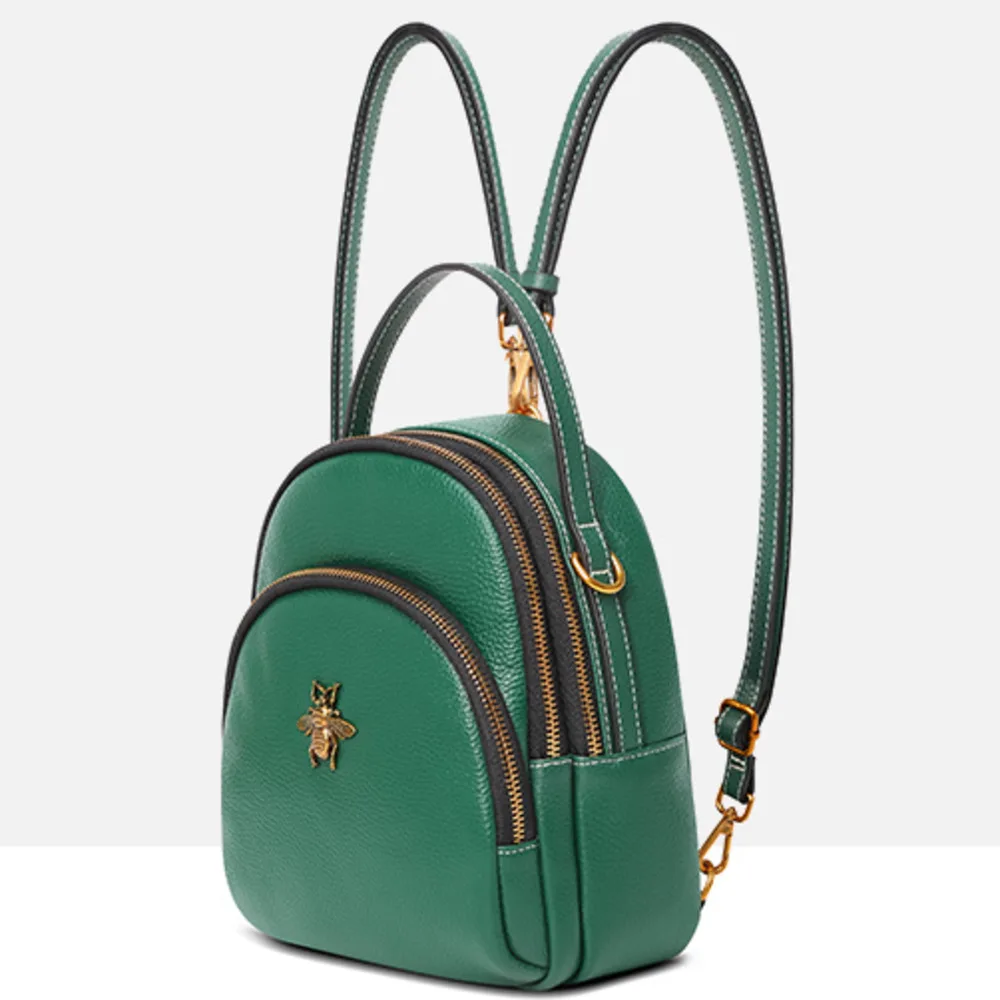 

Mult-Function Both Shoulders Package Woman Genuine Leather Backpack Girl Soft Leather Small Backpack