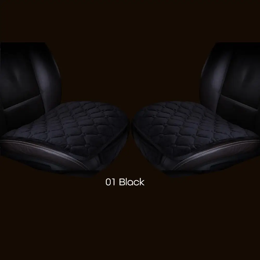 Car Seat Cover Velvet Seat Cushion Winter Warm Universal Front Rear Back Chair Seat Pad for SUV Vehicle Auto Car Seat Protector - Название цвета: Front-Black