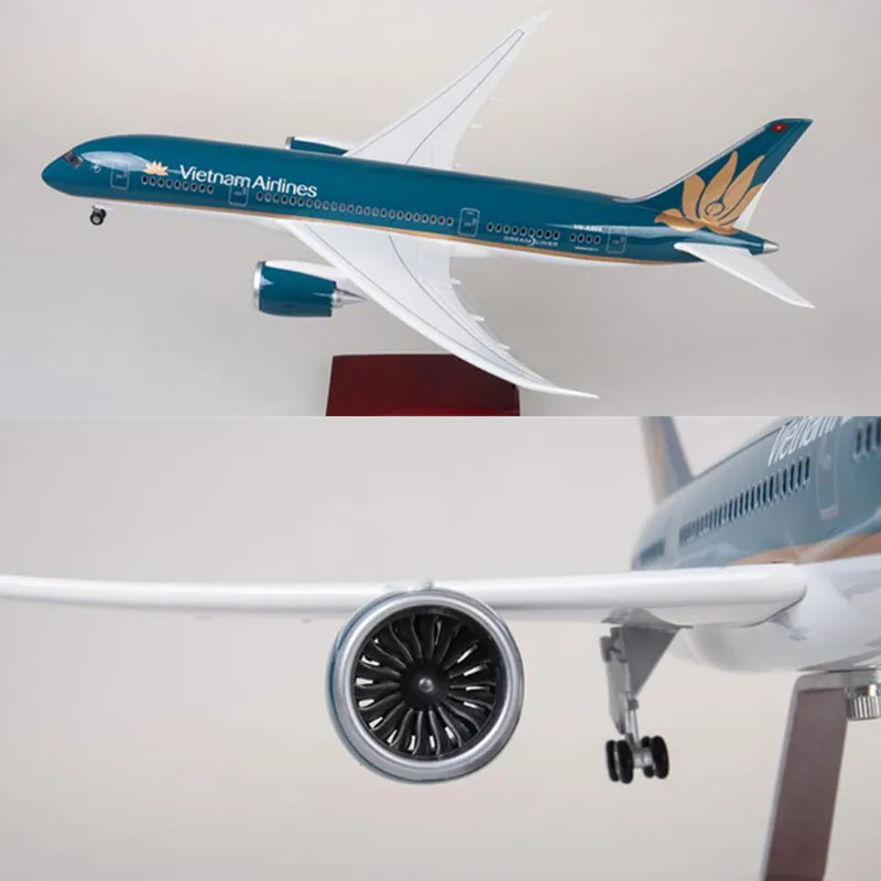 Коллекция 1/130 литая под давлением пластиковая Смола самолет 47 см Boeing B787 Dreamliner самолет вьетнамские авиалинии модель с светильник и колесами
