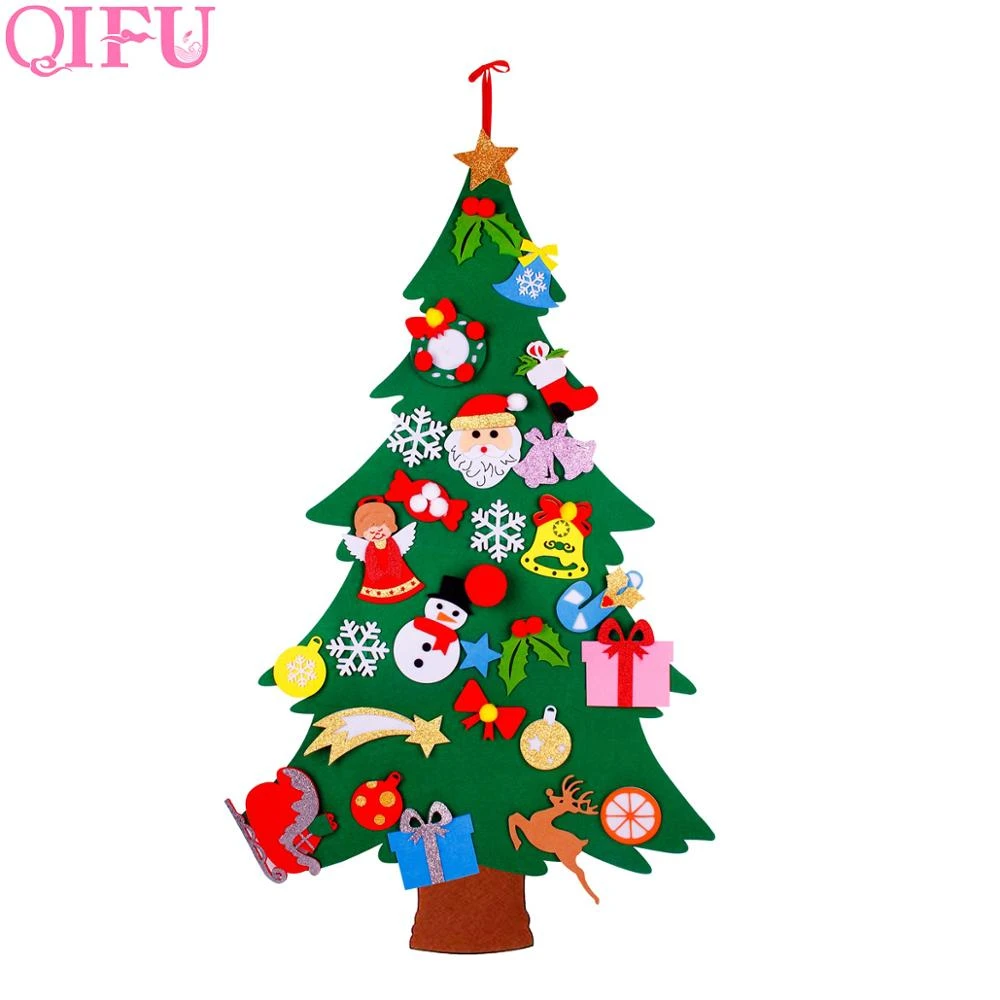 Qifu Arbol De Navidad Fieltro Oranments Adornos Navidenos Para El Hogar 2019 Navidad Natal Arbol De Navidad Feliz Ano Nuevo Regalos De Navidad Colgantes Y Adornos En Forma De Gota Aliexpress