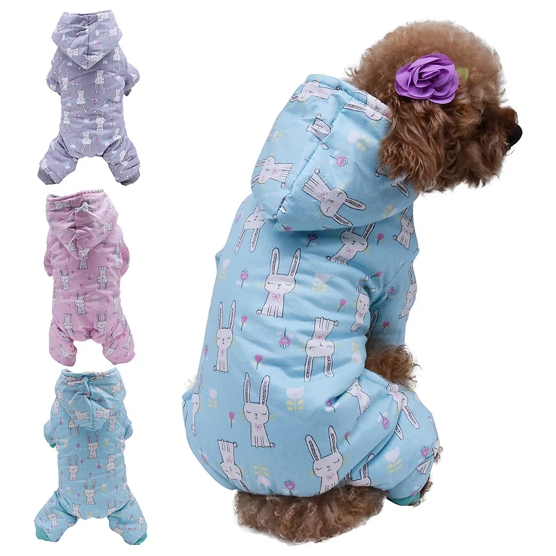 Милая одежда для домашних животных с принтом Комбинезон для маленьких собак чихуахуа Пижама куртка для животных с капюшоном для собак кошек супер мягкий теплый костюм для щенка