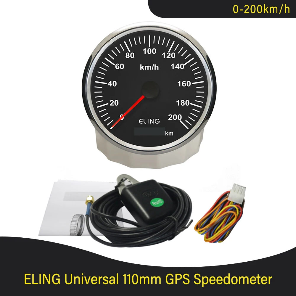 ELING Compteur de vitesse GPS universel 0-200 km/h pour voiture, moto, VTT,  UTV kilométrage réinitialisable 3 3/8 9-32 V avec rétroéclairage :  : Auto