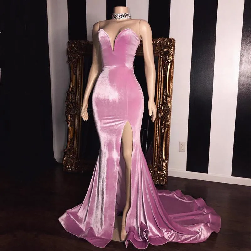 

Sexy Hot Pink Mermaid Prom Dresses Sweetheart High Slit Simple Evening Party Gowns Celebrity 2022 Vestidos Fiesta Robe De Soiree