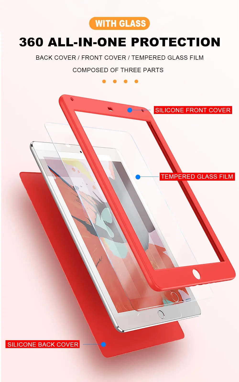 360 Full Cover For iPad 2017 2018 9.7 5th 6th Case For New iPad mini 1 2 3 4 5 Silicone Funda For iPad Pro 11 Air 1 2 With Glass (10)