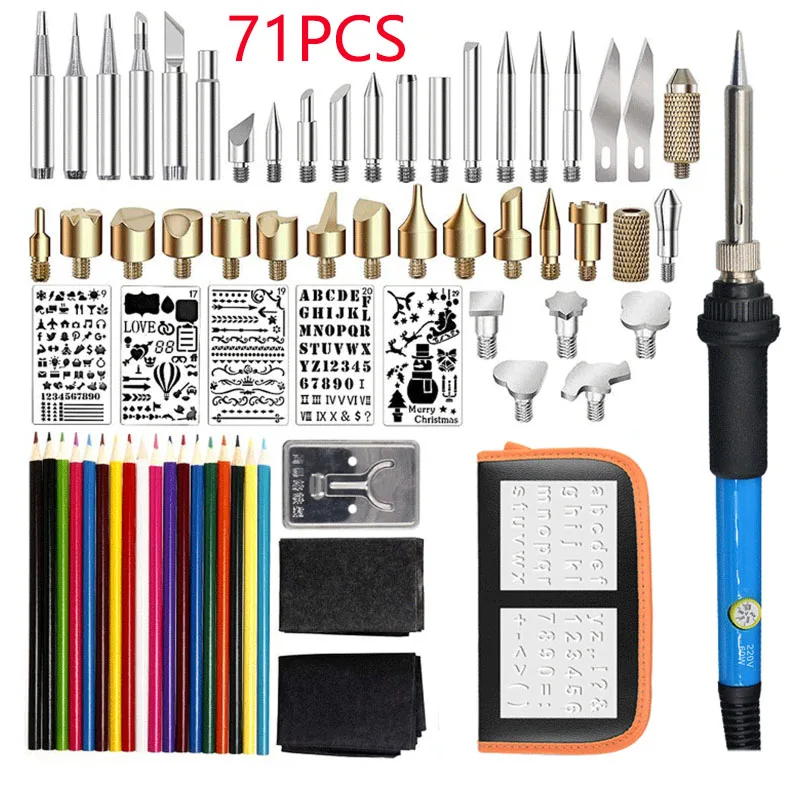 

60W 110V/220V Electric Soldering Iron Kit Wood Burning Welding Pen Set Adjustable Temperature Carving Pyrography Tools Solder