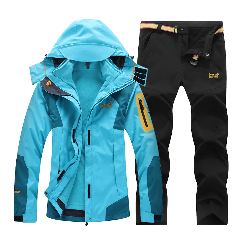 Winter Ski Suit for Men Fleece Warm Windproof Waterproof Skiing Suits Snowboarding Set Male Outdoor Ski jacket+Softshell Pant