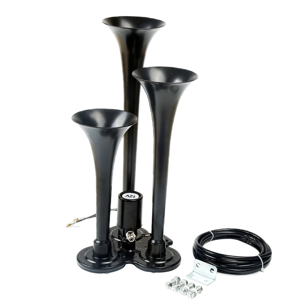 12V 150db Loud 3Triple Trumpet Air Horns Car Truck Train Boat Motorcycle