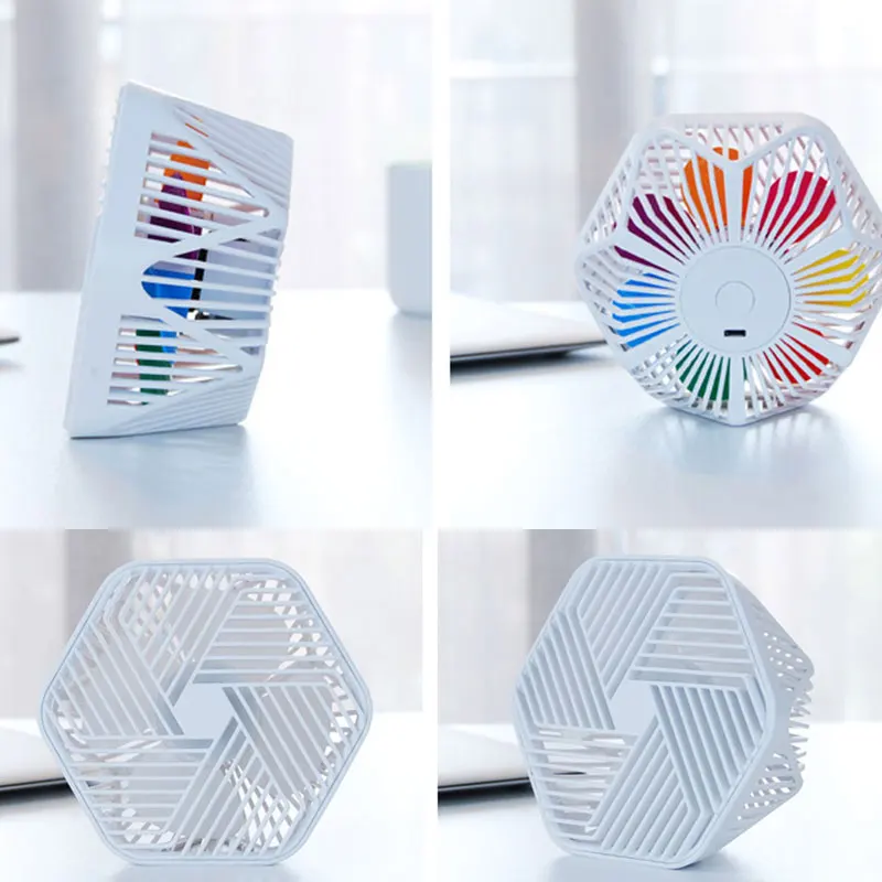 

Polygonal Portable Concise Rechargeable Office Table 3/4/7 Blades Practical Durable Fan