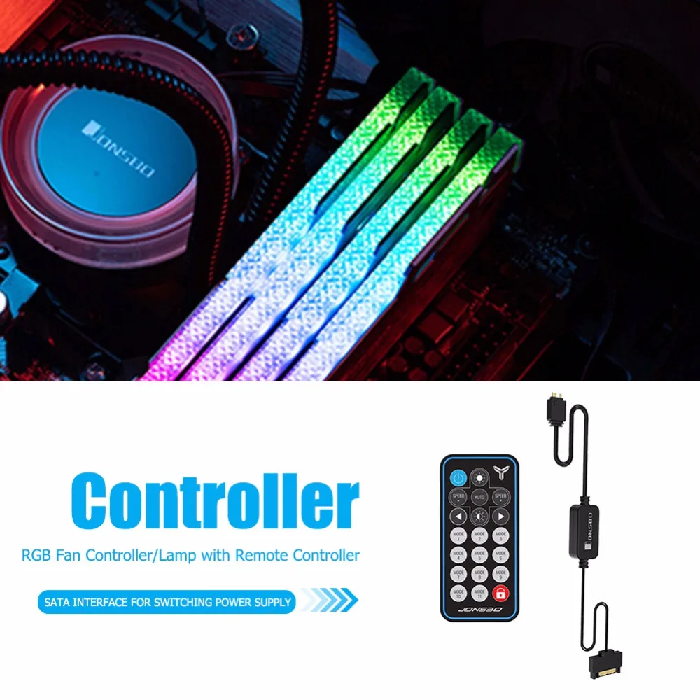JONSBO AURA RGB Управление; пульт дистанционного управления Управление 5V 3Pin SATA Питание памяти светодиод, холодный свет в полоску симфония издание для ПК чехол