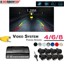 Koorinwoo-Sensores de aparcamiento para coche, dispositivo con vídeo Visible, 8/6/4 sondas, retroiluminación delantera con alarma trasera, Parktronic para DVD, sistema multimedia Android