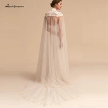Lakshmigown Тюль Длинные свадебные обертывания с высоким воротом накидки кружева на плечо сексуальные женские болеро, свадебные аксессуары