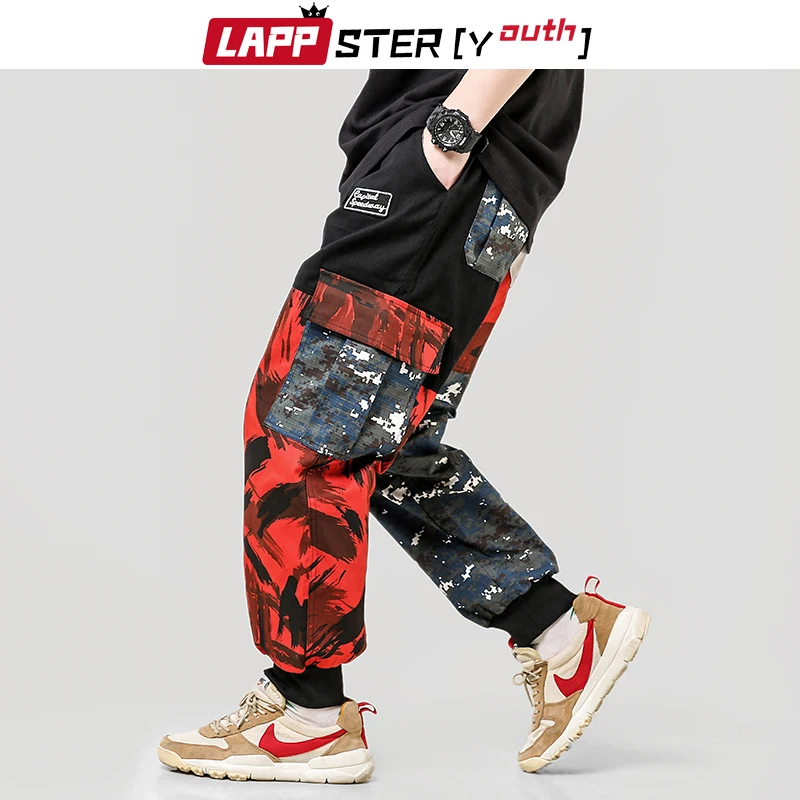 LAPPSTER-Youth Comouflage брюки-карго 2020 комбинезоны мужские мешковатые шаровары Лоскутные